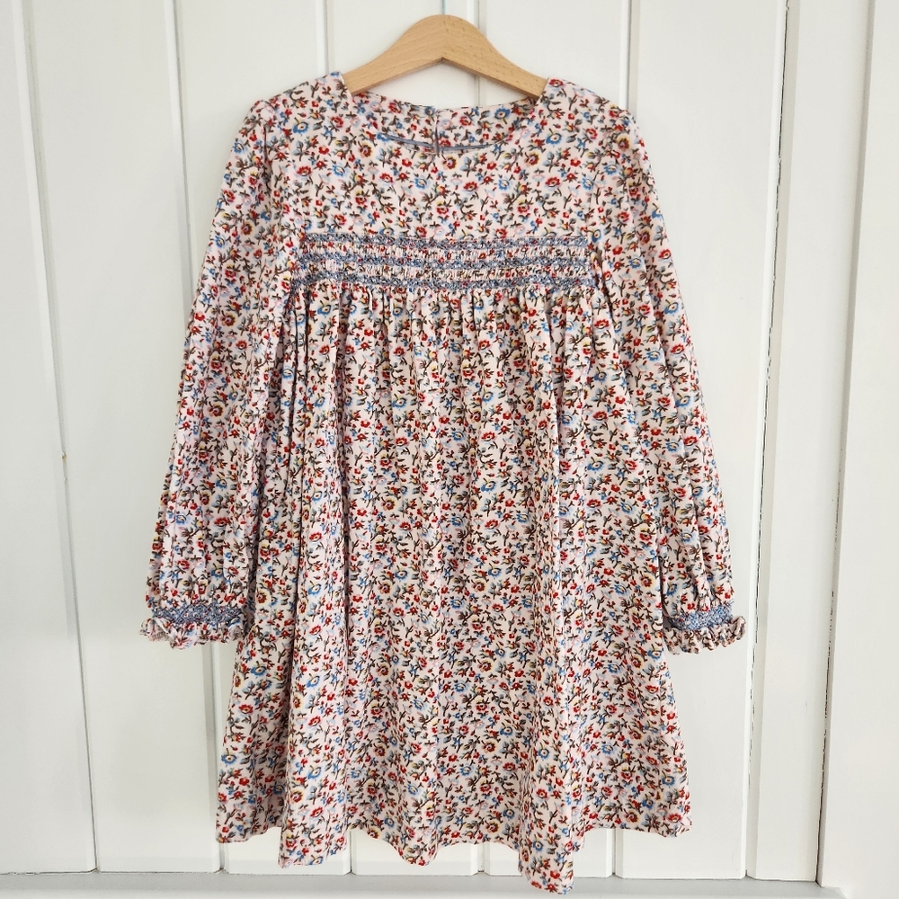 Mini Boden Pink Floral Smocked Dress 8/9